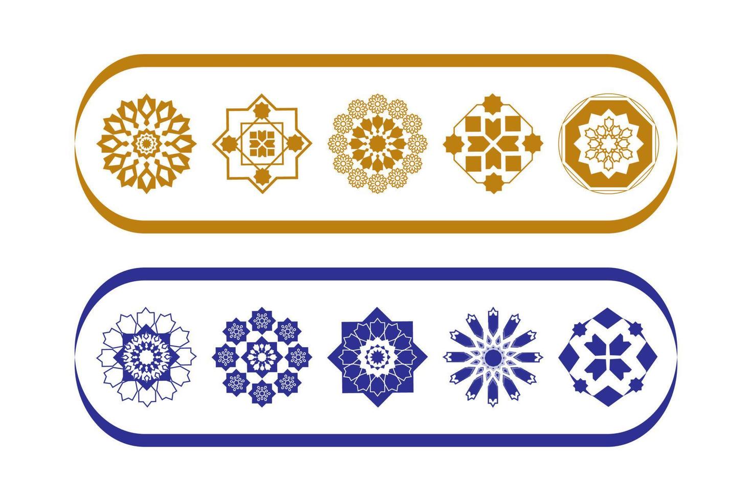 Arabische patroon abstracte pictogramserie. afgeronde symbolenset, vector spirografen. luxe abstracte geometrische vorm logo, concept vector set.
