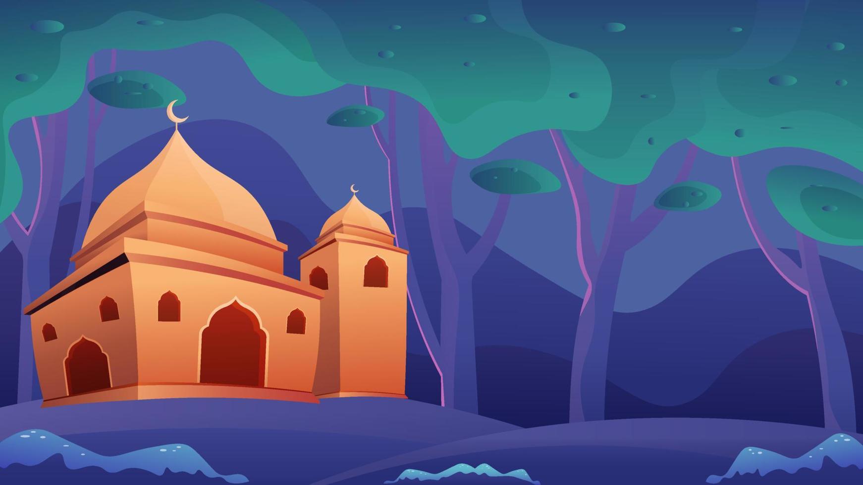 ontzagwekkende moskee vectorontwerp landschapsillustratie vector