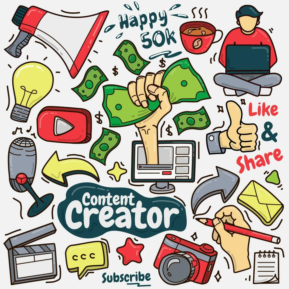 illustratie grafische vector van content creator