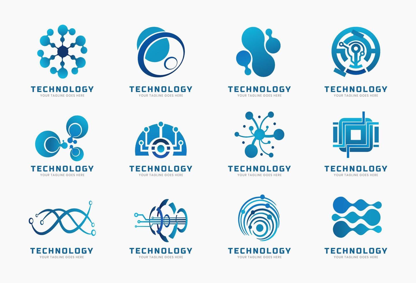 set van technologie logo sjabloon vector