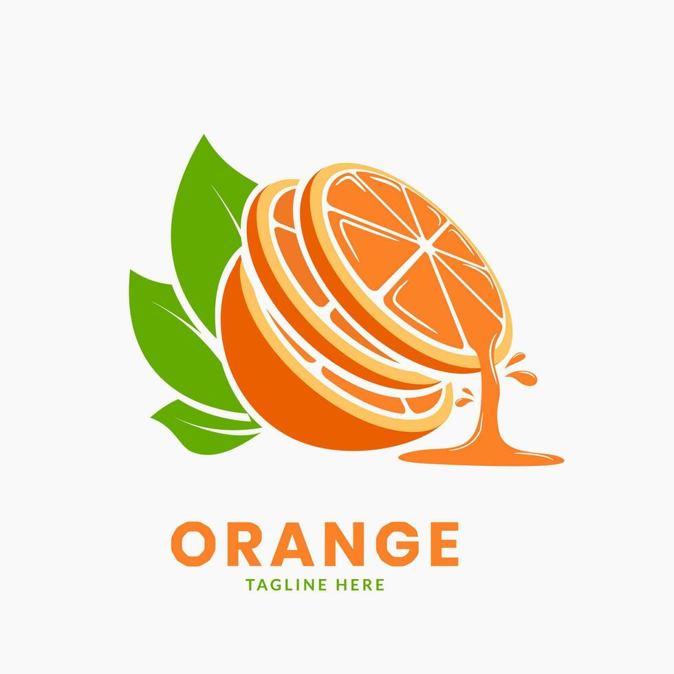 oranje fruit-logo of sinaasappelsap-logo. vers fruit pictogram element sjabloon vector