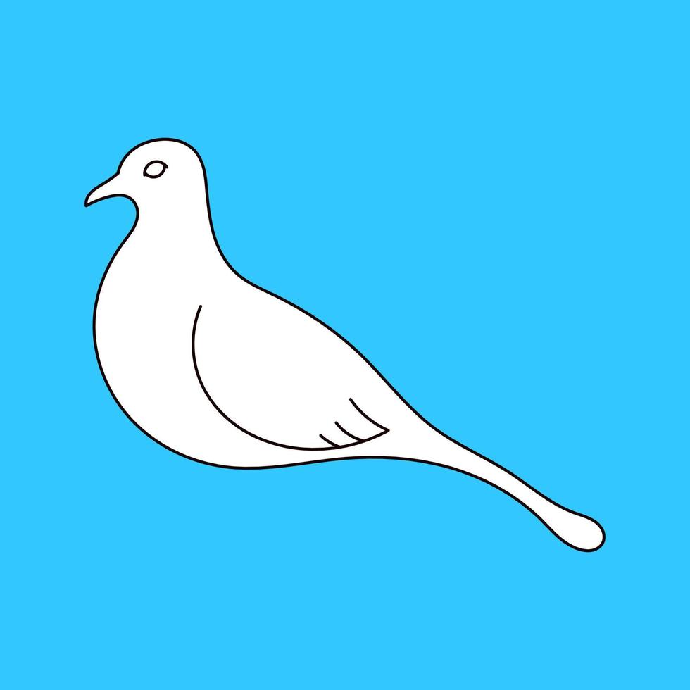 witte duif lijn kunst illustratie op blauwe achtergrond. mooie duiven geloof en liefde symbool. vector