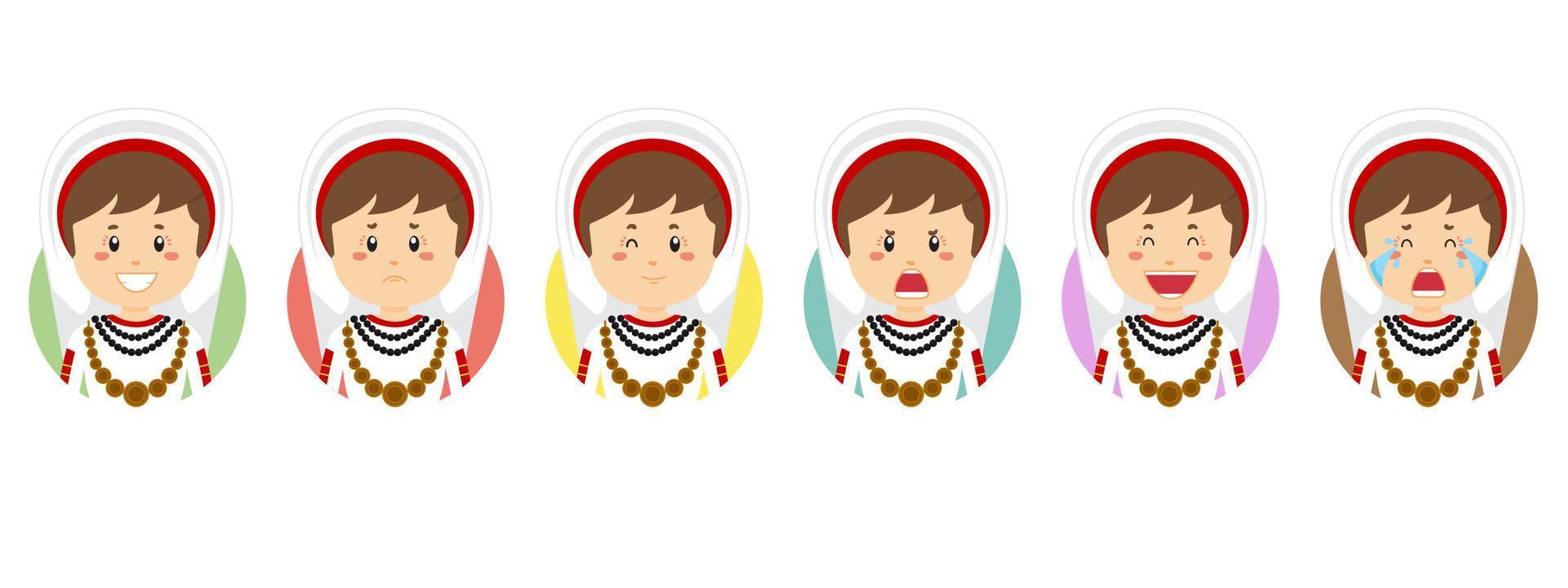 Roemenen avatar met verschillende expressie vector