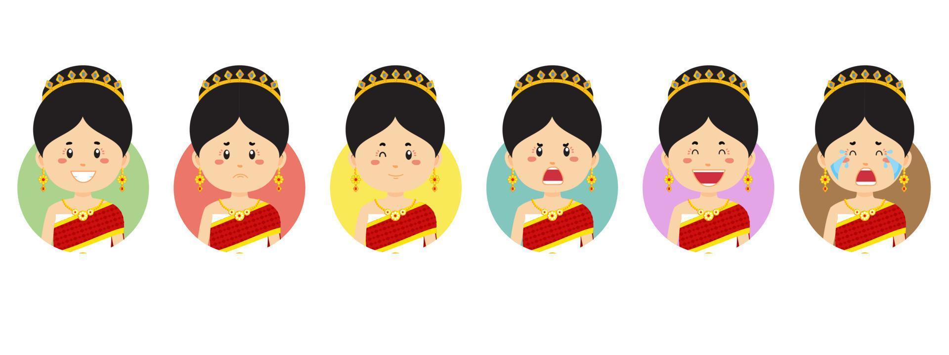 thailand avatar met verschillende expressie vector
