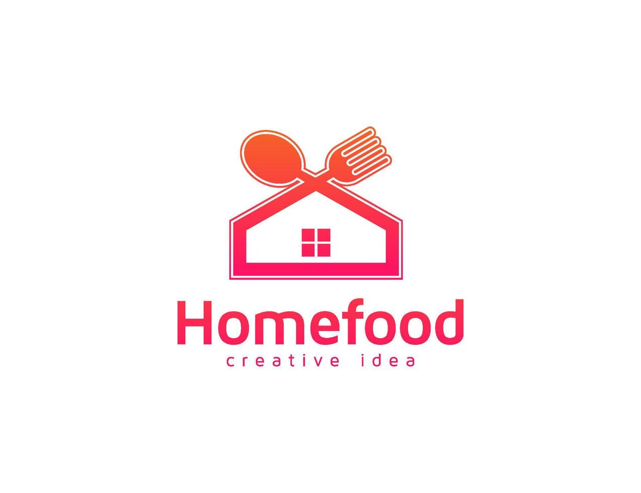 home food logo-ontwerp met lepel, vork en keukenmes vector