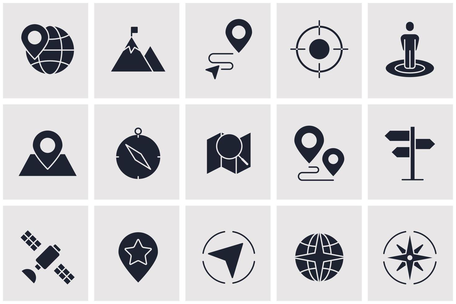 navigatie. locatie, gps-elementen instellen pictogram symboolsjabloon voor grafische en webdesign collectie logo vectorillustratie vector