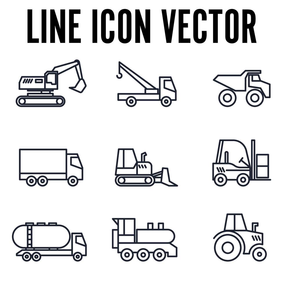 transport, zware machines set pictogram symbool sjabloon voor grafisch en webdesign collectie logo vectorillustratie vector