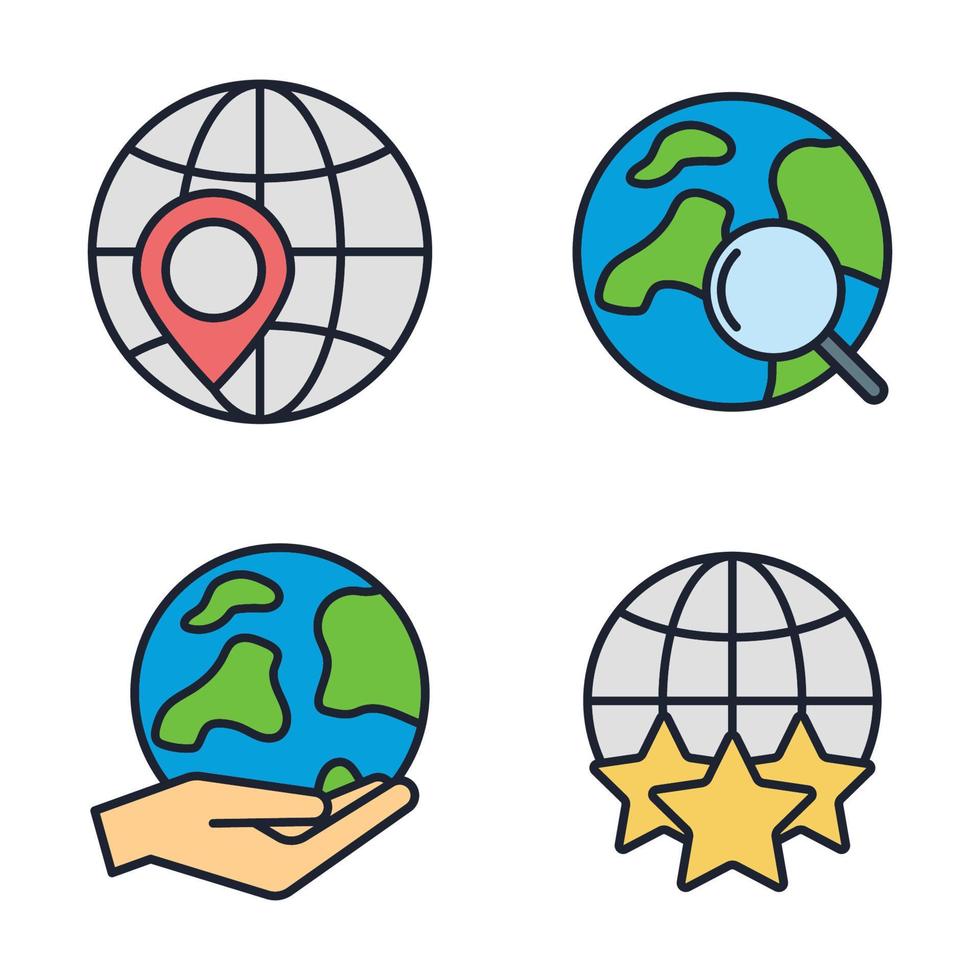 globe set pictogram symbool sjabloon voor grafisch en webdesign collectie logo vectorillustratie vector