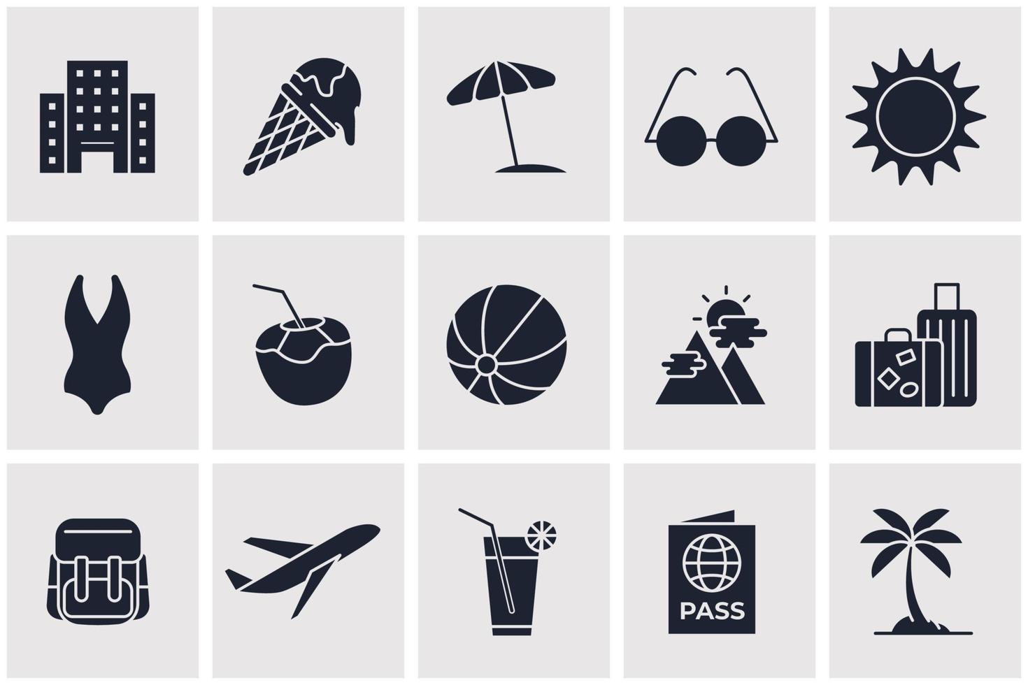 zomervakantie set pictogram symbool sjabloon voor grafisch en webdesign collectie logo vectorillustratie vector