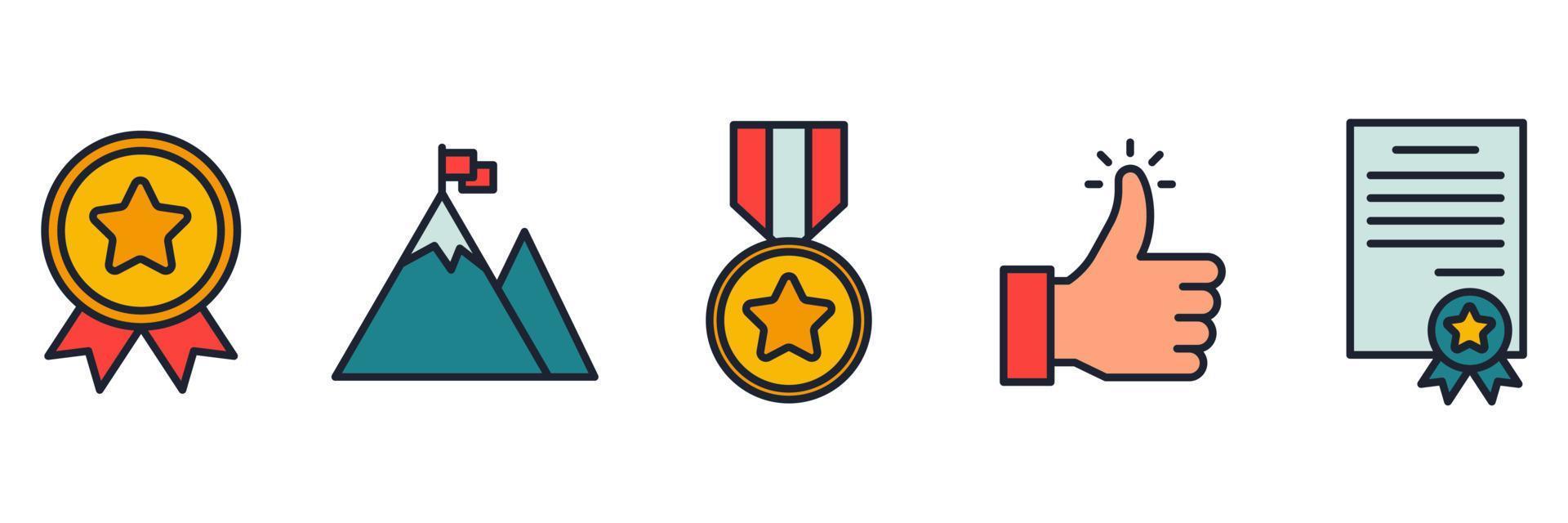 winnende prijzen instellen pictogram symbool sjabloon voor grafisch en webdesign collectie logo vectorillustratie vector