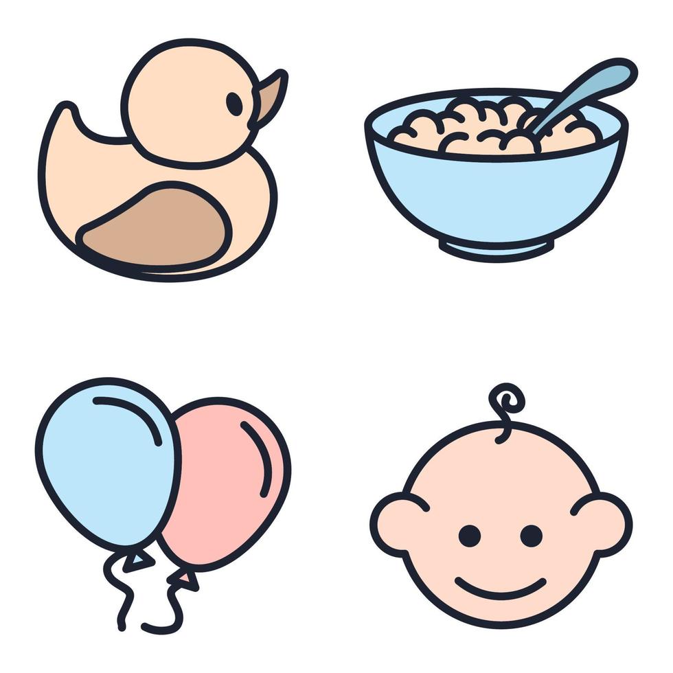 baby's, babyspeelgoed, voeding en verzorging set symbool pictogrammalplaatje voor grafische en webdesign collectie logo vectorillustratie vector