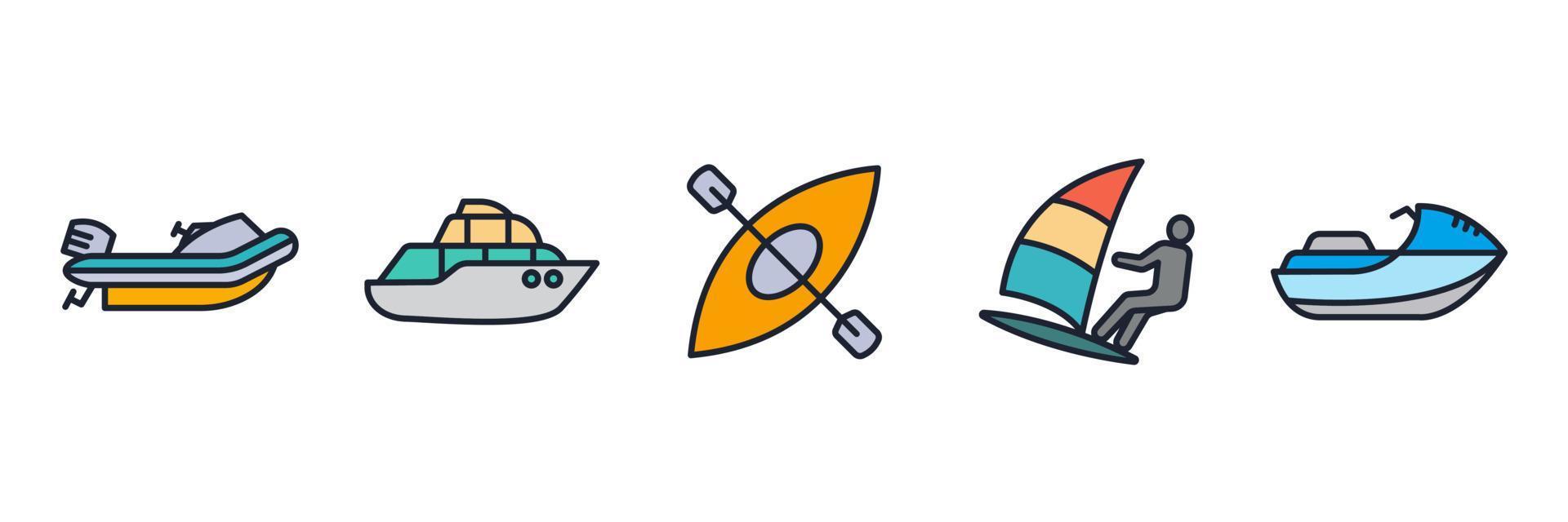 water transport set pictogram symbool sjabloon voor grafisch en web design collectie logo vector illustratie