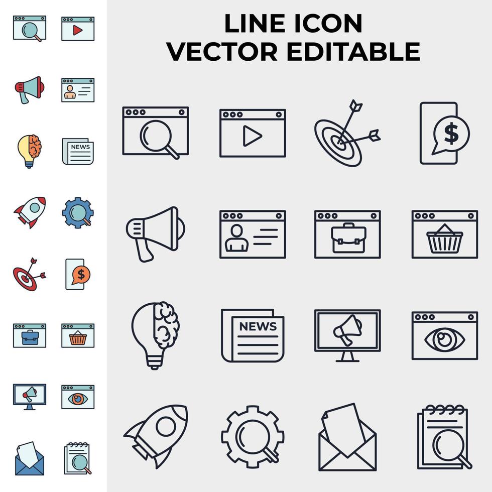 media reclame set pictogram symbool sjabloon voor grafisch en webdesign collectie logo vectorillustratie vector