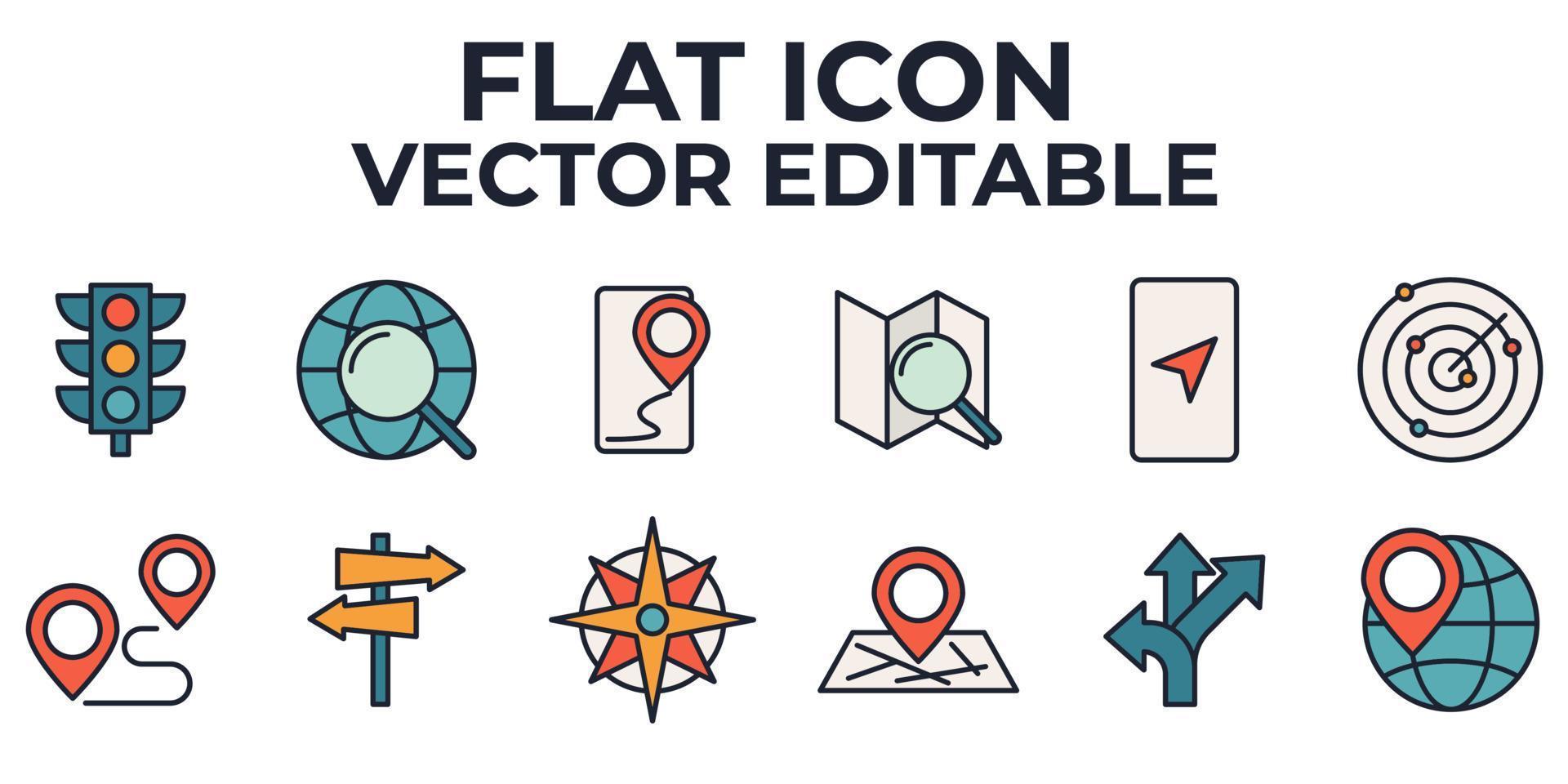 kaart locatie en navigatie set pictogram symbool sjabloon voor grafisch en webdesign collectie logo vectorillustratie vector