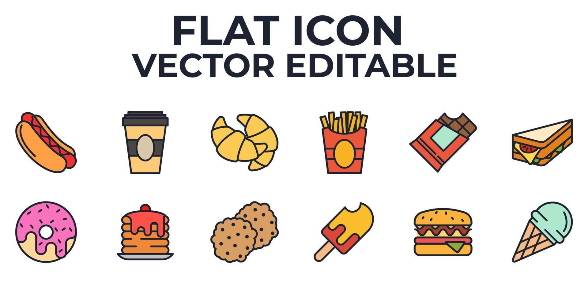 fastfood elementen instellen pictogram symbool sjabloon voor grafische en webdesign collectie logo vectorillustratie vector