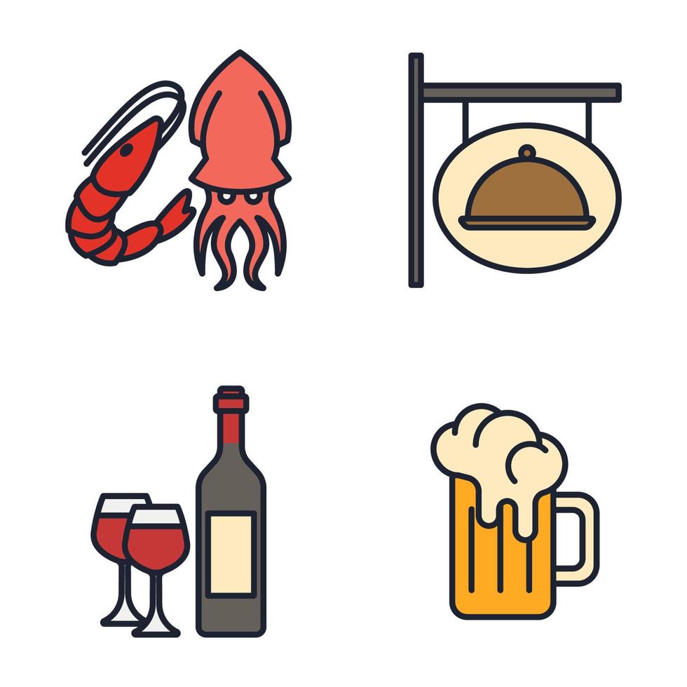 restaurant set pictogram symbool sjabloon voor grafisch en webdesign collectie logo vectorillustratie vector