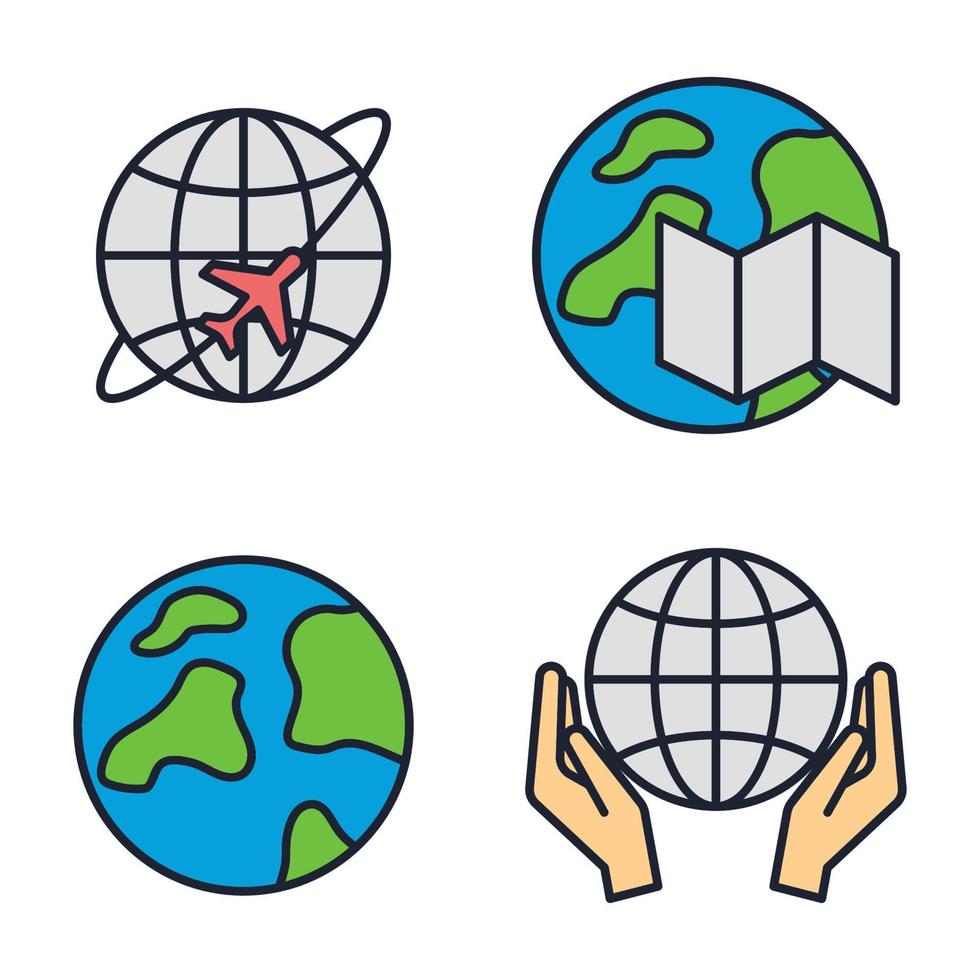 globe set pictogram symbool sjabloon voor grafisch en webdesign collectie logo vectorillustratie vector