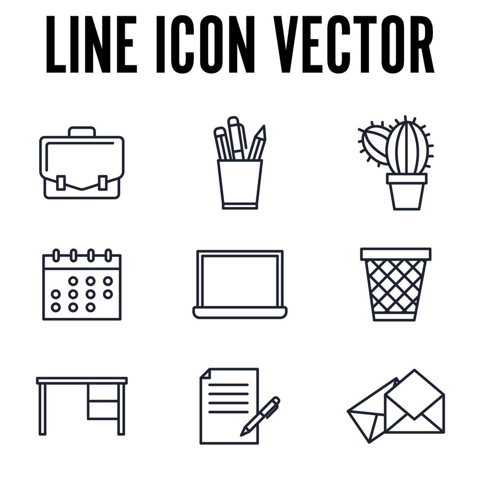 kantoor werkruimte set pictogram symbool sjabloon voor grafisch en webdesign collectie logo vector illustratie