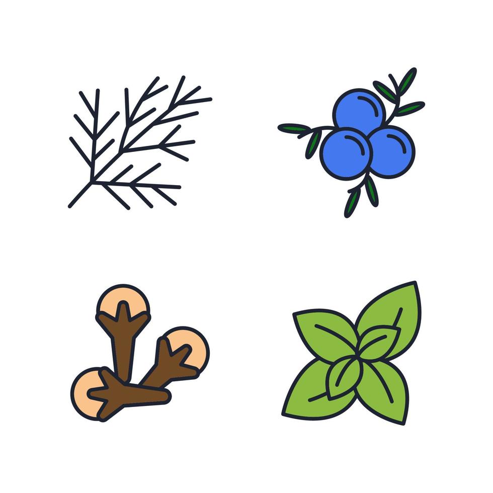 specerijen, specerijen en kruiden elementen set pictogram symbool sjabloon voor grafische en webdesign collectie logo vectorillustratie vector
