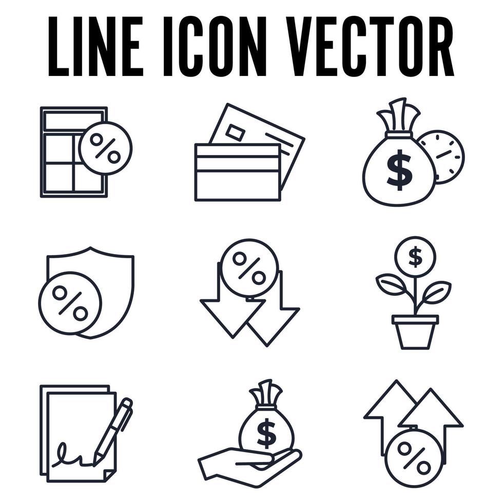 krediet en lening set pictogram symbool sjabloon voor grafisch en webdesign collectie logo vectorillustratie vector