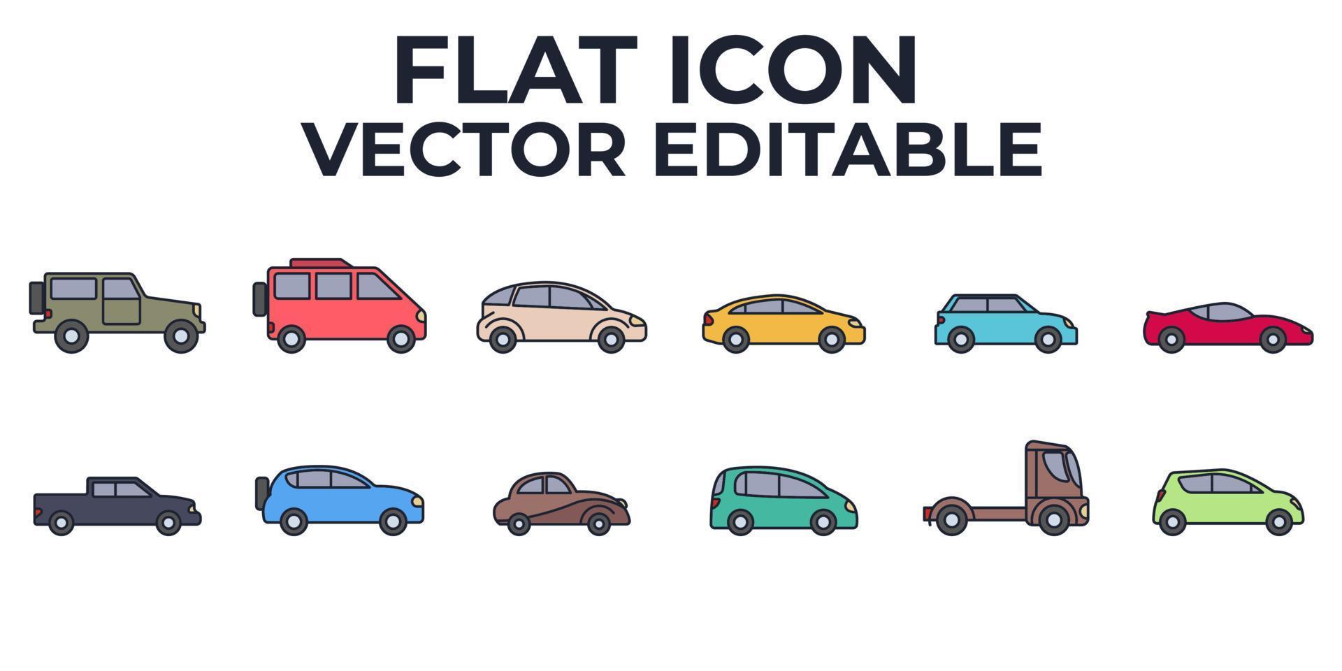auto vervoer set pictogram symbool sjabloon voor grafisch en web design collectie logo vector illustratie
