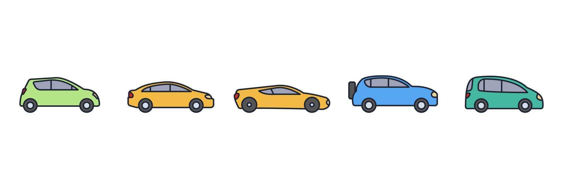 auto vervoer set pictogram symbool sjabloon voor grafisch en web design collectie logo vector illustratie