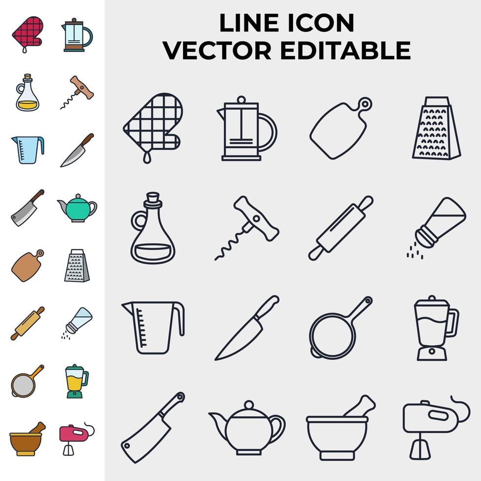 keuken en koken set pictogram symbool sjabloon voor grafisch en webdesign collectie logo vectorillustratie vector