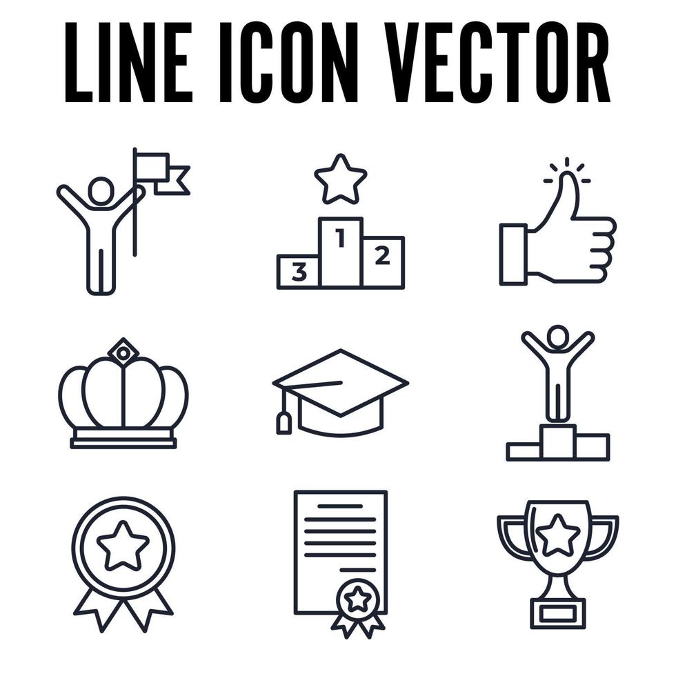 winnende prijzen instellen pictogram symbool sjabloon voor grafisch en webdesign collectie logo vectorillustratie vector