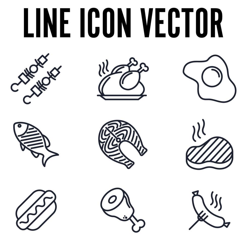 vlees eten set pictogram symbool sjabloon voor grafische en webdesign collectie logo vector illustratie
