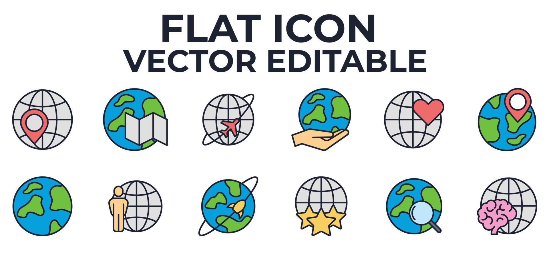 globe set pictogram symbool sjabloon voor grafisch en webdesign collectie logo vectorillustratie vector