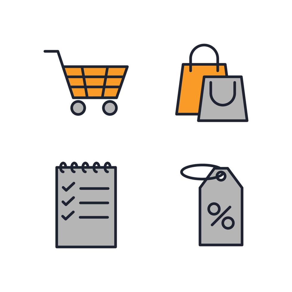 markt winkelen elementen instellen pictogram symbool sjabloon voor grafische en webdesign collectie logo vectorillustratie vector