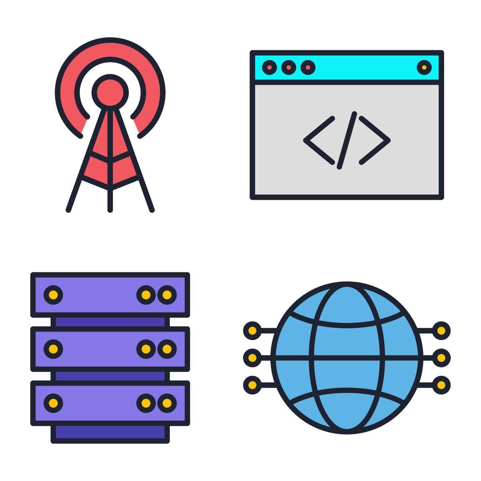 hosting set pictogram symbool sjabloon voor grafisch en webdesign collectie logo vectorillustratie vector