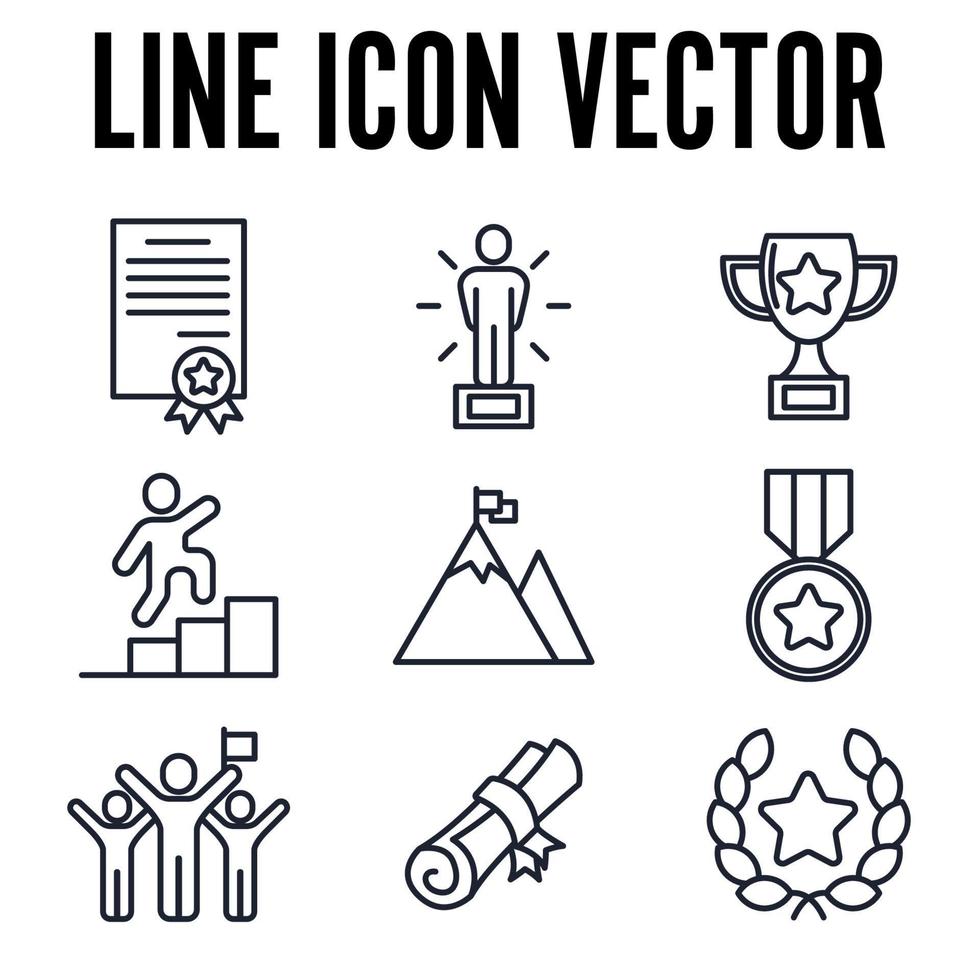 winnende prijzen instellen pictogram symbool sjabloon voor grafisch en webdesign collectie logo vectorillustratie vector