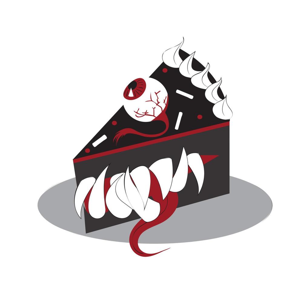 toothy pie met tong en oog. Halloween-illustratie. vector voorraad illustratie geïsoleerd op een witte achtergrond.