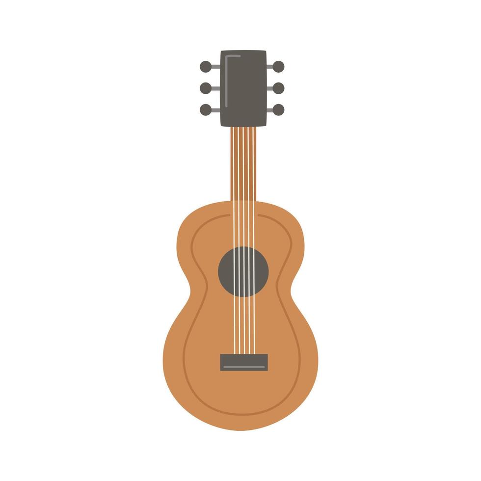 vectorillustratie van houten gitaar op witte achtergrond. vector