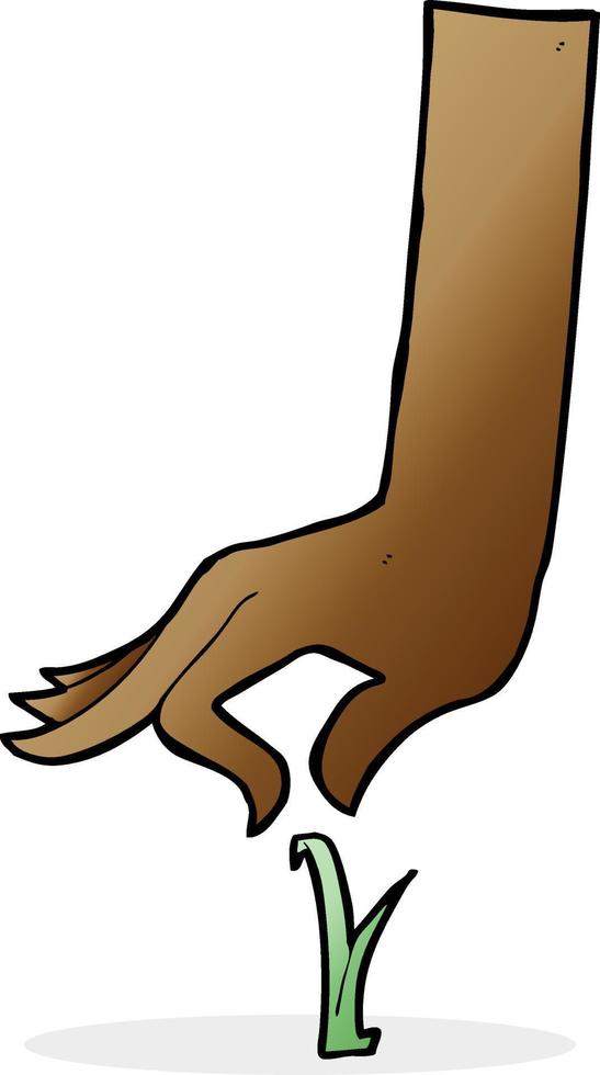 cartoon hand plukken grasspriet vector