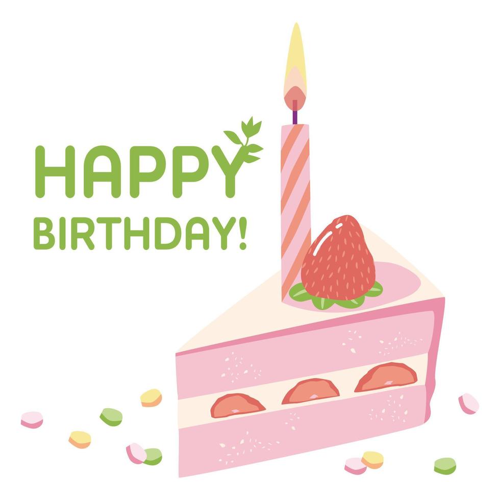gefeliciteerd verjaardagskaart zoet fluitje van een cent met aardbeien vector