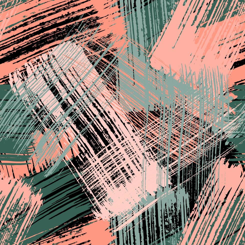 abstracte penseelstreken met textuurborstel vector naadloos patroon