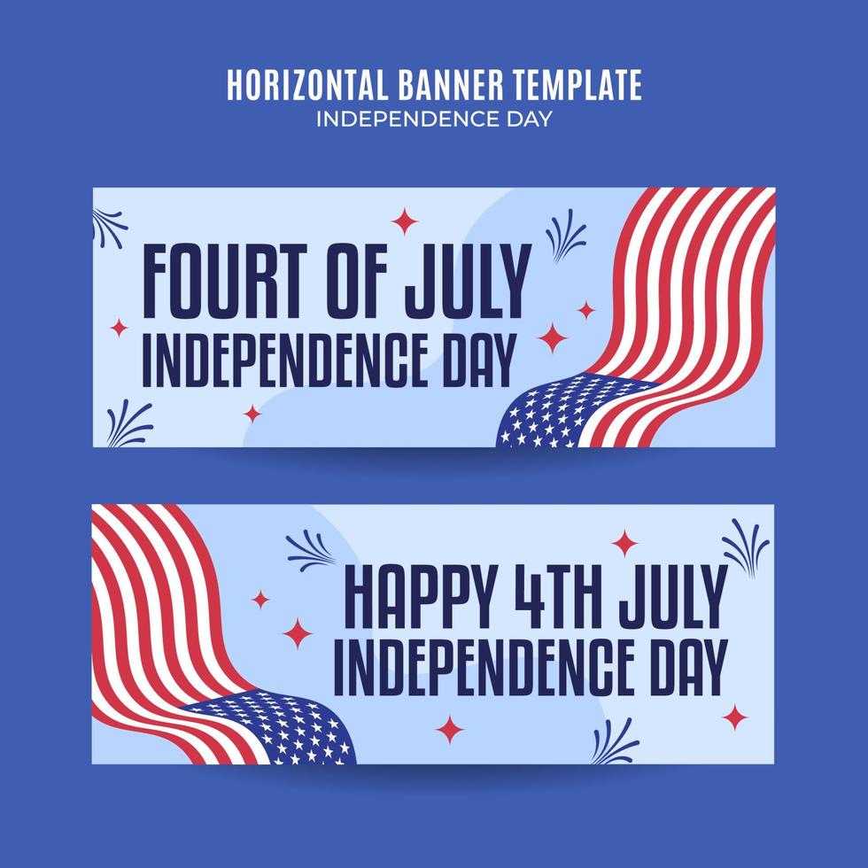 gelukkig 4 juli - onafhankelijkheidsdag usa webbanner voor sociale media horizontale poster, banner, ruimtegebied en achtergrond vector