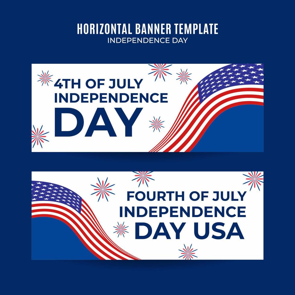 gelukkig 4 juli - onafhankelijkheidsdag usa webbanner voor sociale media horizontale poster, banner, ruimtegebied en achtergrond vector