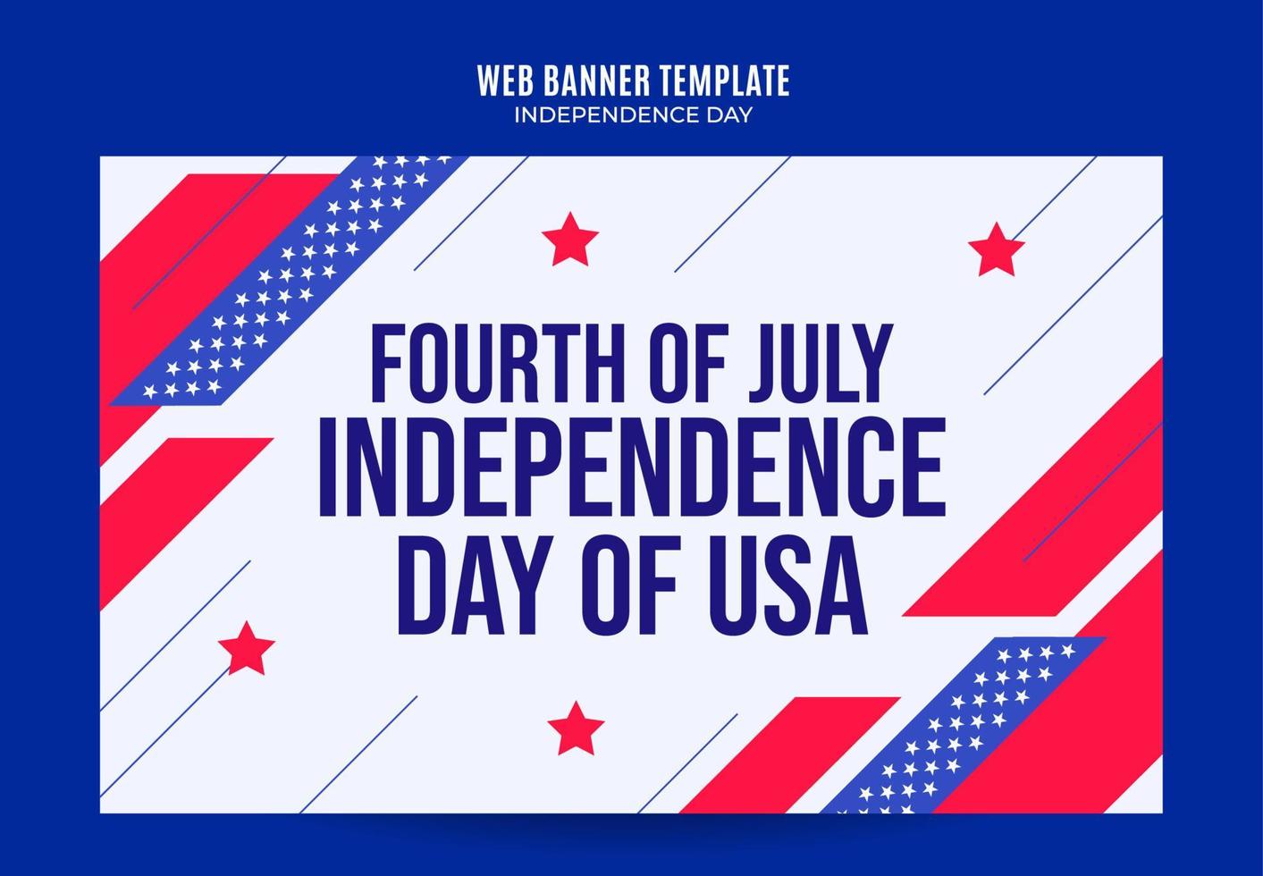 gelukkig 4 juli - onafhankelijkheidsdag usa webbanner voor sociale media poster, banner, ruimtegebied en achtergrond vector