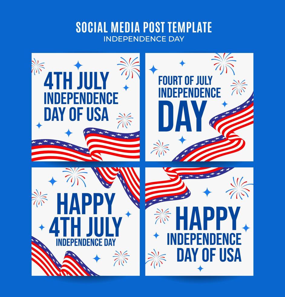 gelukkig 4 juli - onafhankelijkheidsdag usa webbanner voor sociale media vierkante poster, banner, ruimtegebied en achtergrond vector