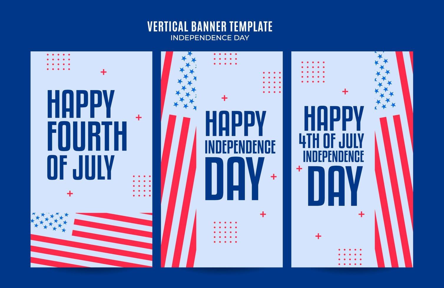 gelukkig 4 juli - onafhankelijkheidsdag usa webbanner voor sociale media verticale poster, banner, ruimtegebied en achtergrond vector