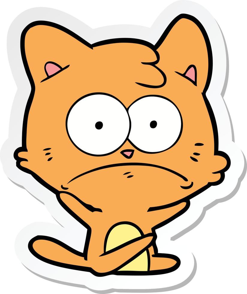 sticker van een cartoon nerveuze kat vector