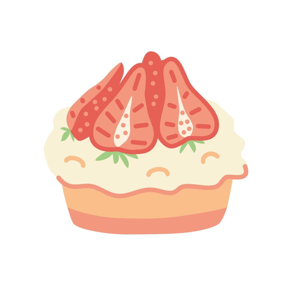 cupcake met aardbeiendecoratie. vectorillustratie. vector