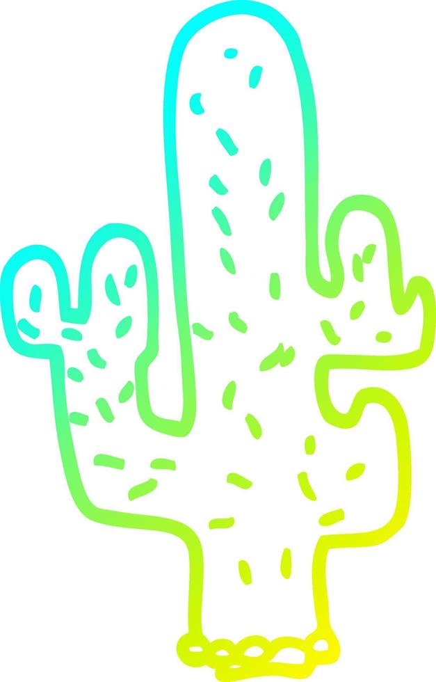 koude gradiënt lijntekening cartoon cactus vector