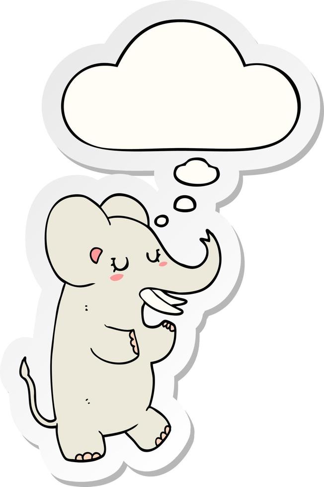 cartoon olifant en gedachte bel als een gedrukte sticker vector