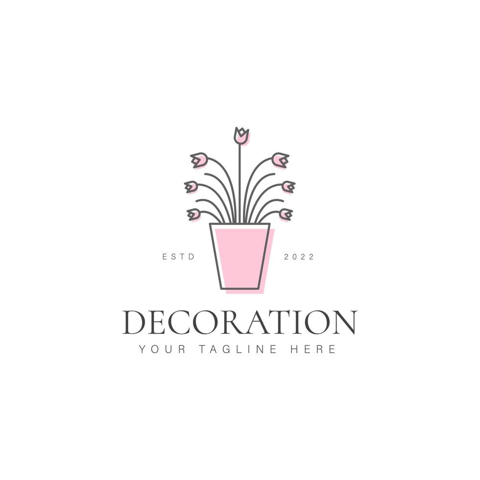 plant met vaas decoratief logo ontwerp pictogram illustratie vector