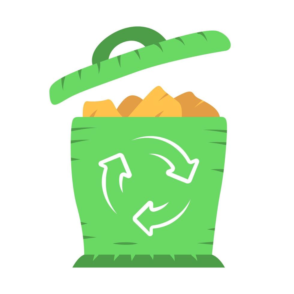 recycling platte ontwerp lange schaduw kleur pictogram. duurzaamheid van het milieu. afval sorteren. herbruikbare materialen. ecologische bescherming. afval hergebruiken. afvalcontainer. vector silhouet illustratie