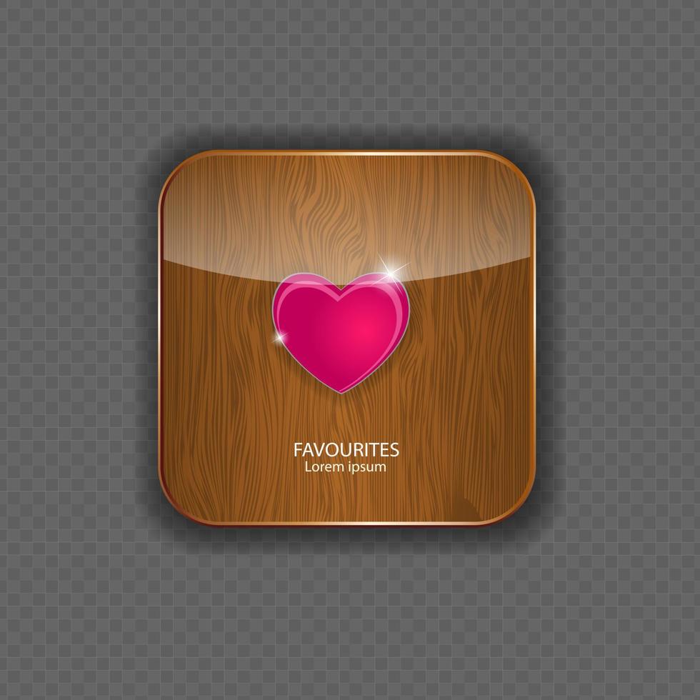 hart hout applicatie iconen vector illustratie